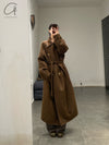 Mutedance 24 Autumn and Winter Double Breasted Lapel Jacket MD-MD24FW04-BROWN MD24FW03